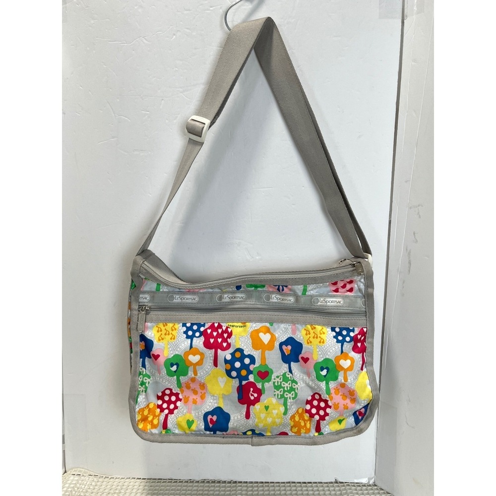 LeSportsac‎ Deluxe Everyday Bag Mushroom Heart Print Grey Crossbody Bag